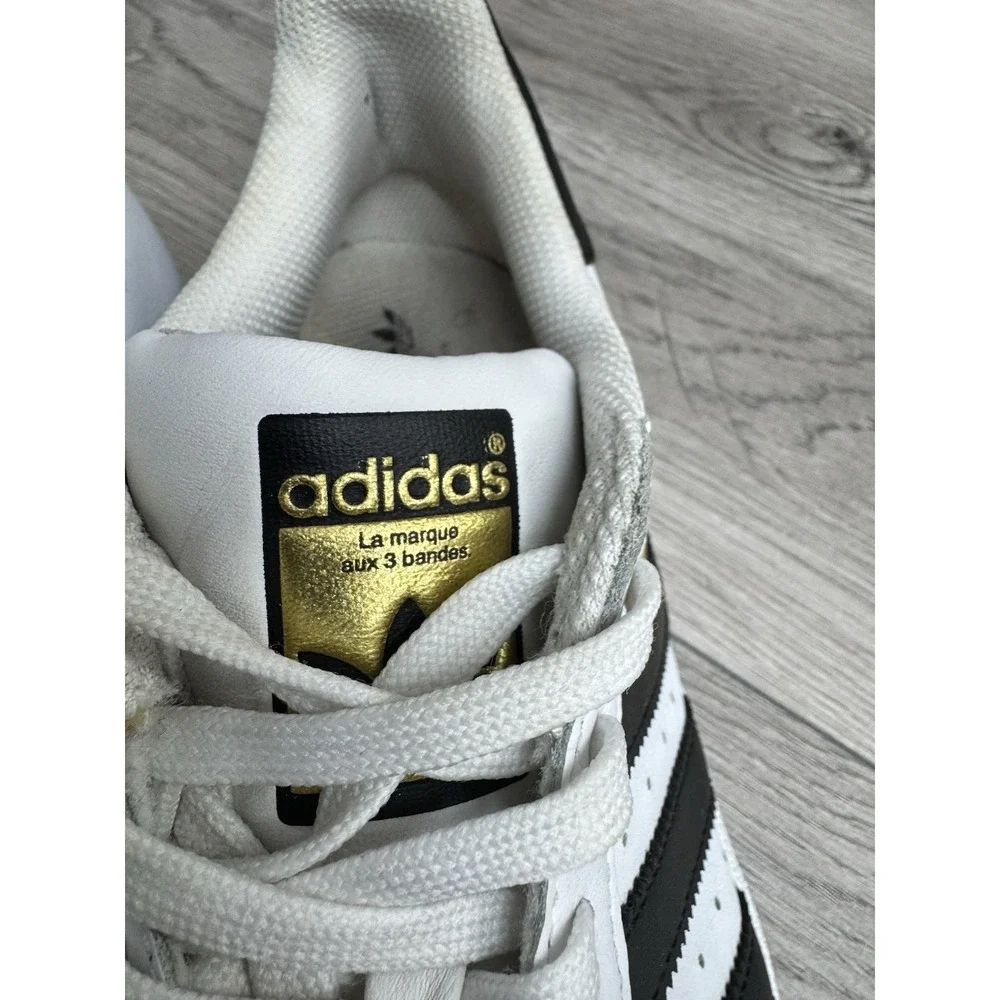 Adidas Superstar Originals White Black Leather Womens Sneakers Shoes Size 8.5